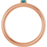 14K Gold Round Lab-Grown Alexandrite Asymmetric Stackable Ring - Rose Gold - view 21