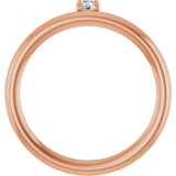 14K Gold Round Natural White Sapphire Asymmetric Stackable Ring - Rose Gold - view 20