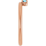 14K Gold Round Natural Aquamarine Asymmetric Stackable Ring - Rose Gold - view 23