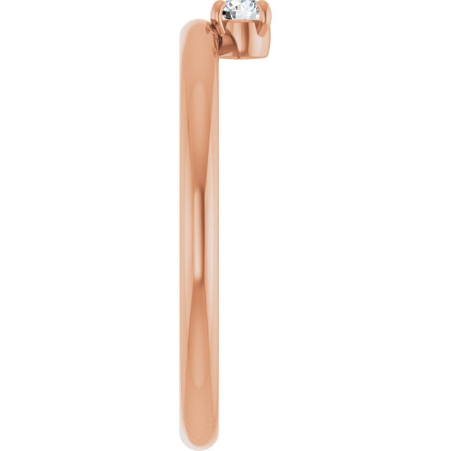 14K Gold Round Natural White Sapphire Asymmetric Stackable Ring - Rose Gold - view 23