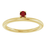 14K Gold Round Natural Mozambique Garnet Asymmetric Stackable Ring - Yellow Gold - view 18