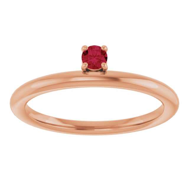 14K Gold Round Lab-Grown Ruby Asymmetric Stackable Ring - Rose Gold - view 21