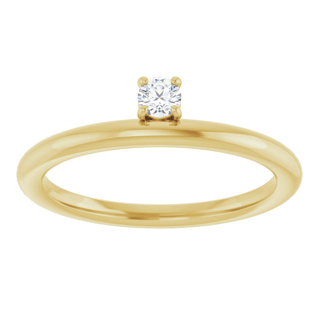 14K Gold Round Natural White Sapphire Asymmetric Stackable Ring - Yellow Gold - view 18