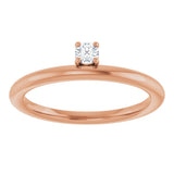 14K Gold Round Natural White Sapphire Asymmetric Stackable Ring - Rose Gold - view 21
