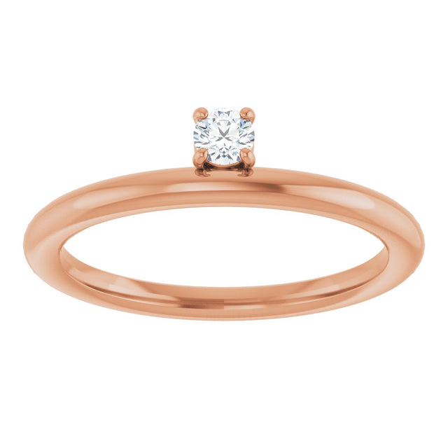 14K Gold Round Natural White Sapphire Asymmetric Stackable Ring - Rose Gold - view 21