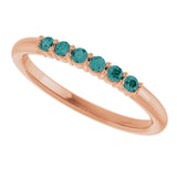 14K Gold Round Natural Alexandrite Accented Stackable Ring - Rose Gold - view 15