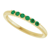 14K Gold Round Natural Emerald Accented Stackable Ring - Yellow Gold - view 15
