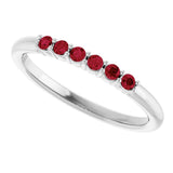 Platinum Round Natural Ruby Accented Stackable Ring - view 15