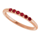 14K Gold Round Natural Ruby Accented Stackable Ring - Rose Gold - view 15