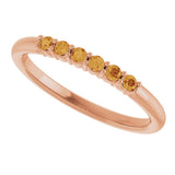 14K Gold Round Natural Citrine Accented Stackable Ring - Rose Gold - view 15