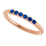 14K Gold Round Natural Blue Sapphire Accented Stackable Ring - Rose Gold - view 15