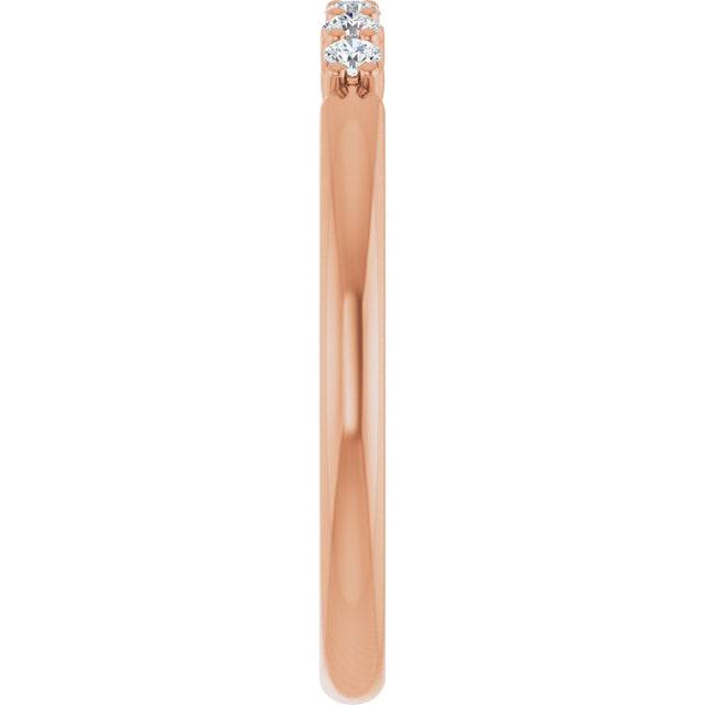 14K Gold Round Natural Diamond Accented Stackable Ring - Rose Gold - view 14