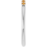 Platinum Round Natural Citrine Accented Stackable Ring - view 14