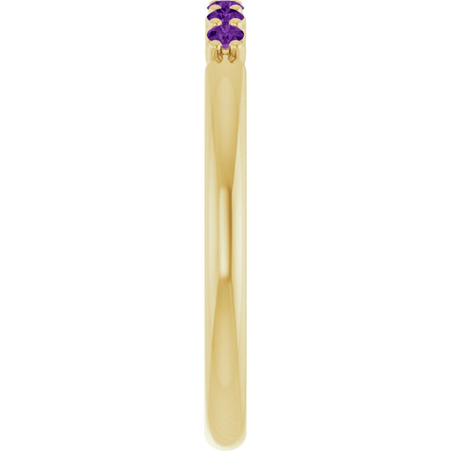 14K Gold Round Natural Amethyst Accented Stackable Ring - Yellow Gold - view 14