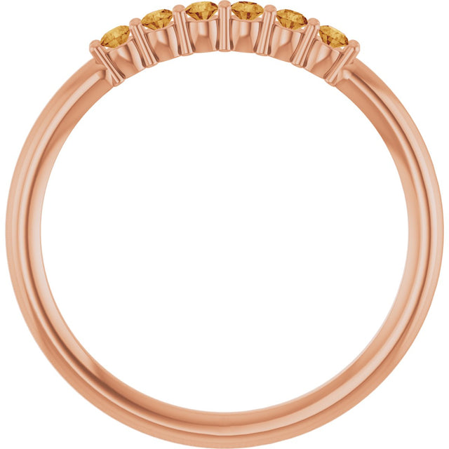 14K Gold Round Natural Citrine Accented Stackable Ring - Rose Gold - view 12