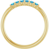 14K Gold Round Natural Blue Zircon Accented Stackable Ring - Yellow Gold - view 12