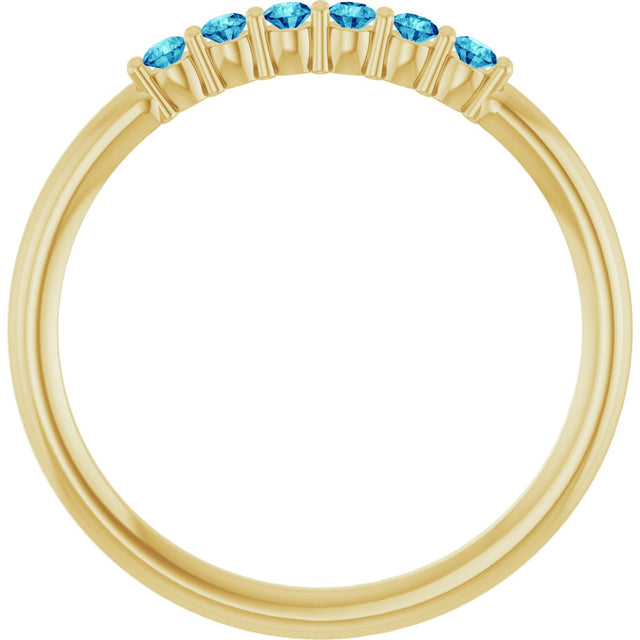 14K Gold Round Natural Blue Zircon Accented Stackable Ring - Yellow Gold - view 12