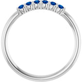 Platinum Round Natural Blue Sapphire Accented Stackable Ring - view 12