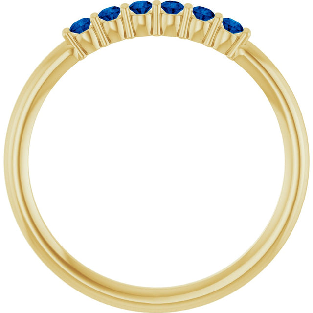 14K Gold Round Natural Blue Sapphire Accented Stackable Ring - Yellow Gold - view 12