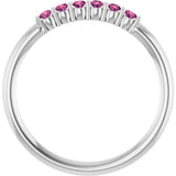 Platinum Round Natural Pink Tourmaline Accented Stackable Ring - view 12