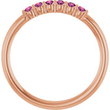 14K Gold Round Natural Pink Tourmaline Accented Stackable Ring - Rose Gold - view 12