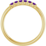 14K Gold Round Natural Amethyst Accented Stackable Ring - Yellow Gold - view 12