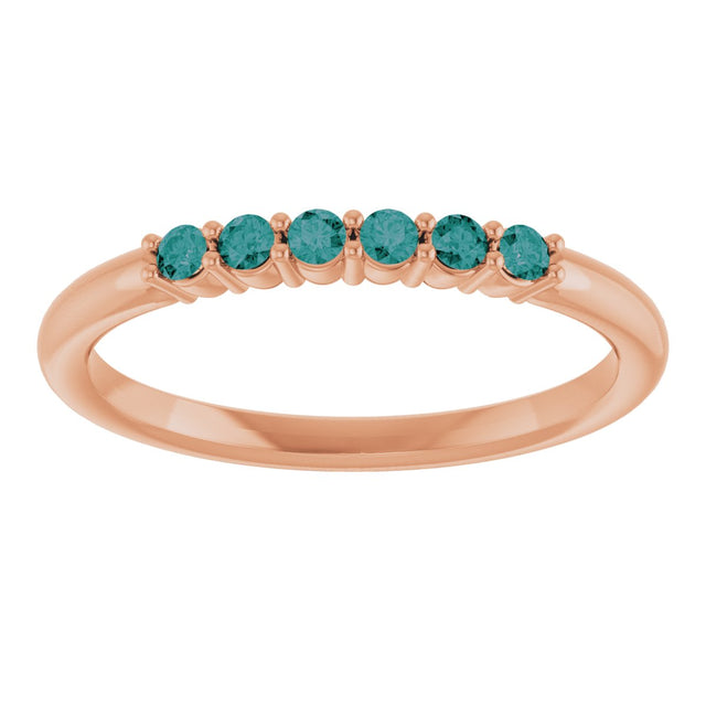 14K Gold Round Natural Alexandrite Accented Stackable Ring - Rose Gold - view 13