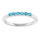 Platinum Round Natural Aquamarine Accented Stackable Ring - view 13