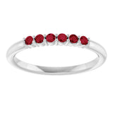 Platinum Round Natural Ruby Accented Stackable Ring - view 13
