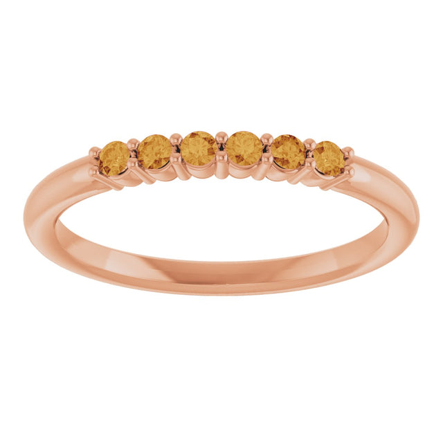 14K Gold Round Natural Citrine Accented Stackable Ring - Rose Gold - view 13