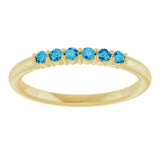 14K Gold Round Natural Blue Zircon Accented Stackable Ring - Yellow Gold - view 13