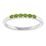 Platinum Round Natural Peridot Accented Stackable Ring - view 13