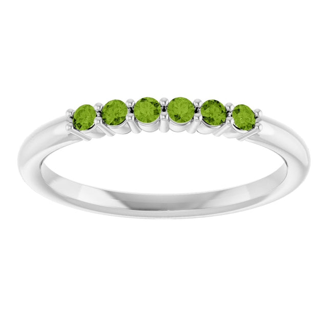 Platinum Round Natural Peridot Accented Stackable Ring - view 13