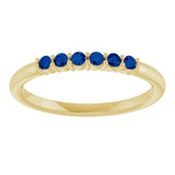 14K Gold Round Natural Blue Sapphire Accented Stackable Ring - Yellow Gold - view 13