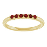 14K Gold Round Natural Mozambique Garnet Accented Stackable Ring - Yellow Gold - view 13