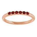 14K Gold Round Natural Mozambique Garnet Accented Stackable Ring - Rose Gold - view 13