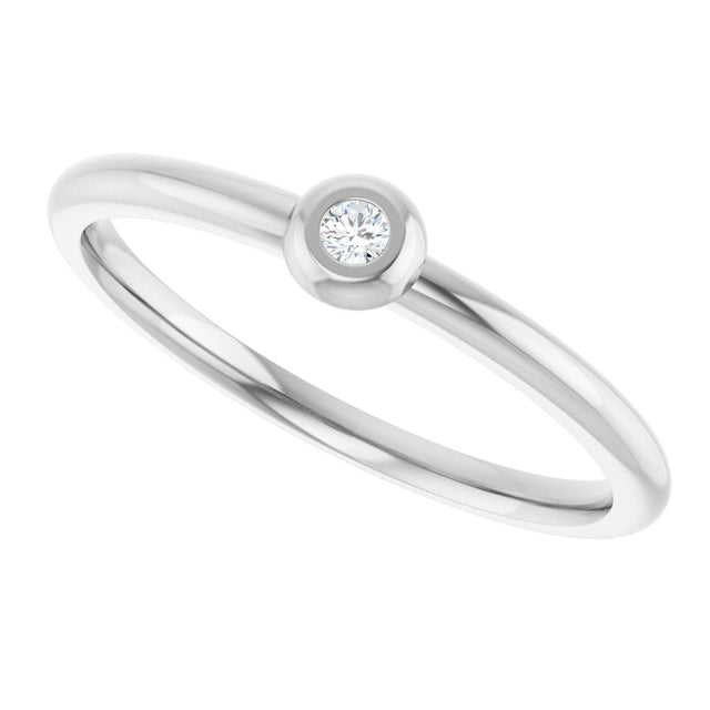 Platinum Round Natural Diamond Stackable Bezel-Set Ring - view 10