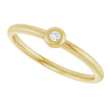 14K Gold Round Natural Diamond Stackable Bezel-Set Ring - Yellow Gold - view 10