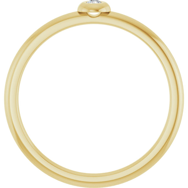 14K Gold Round Natural Diamond Stackable Bezel-Set Ring - Yellow Gold - view 7