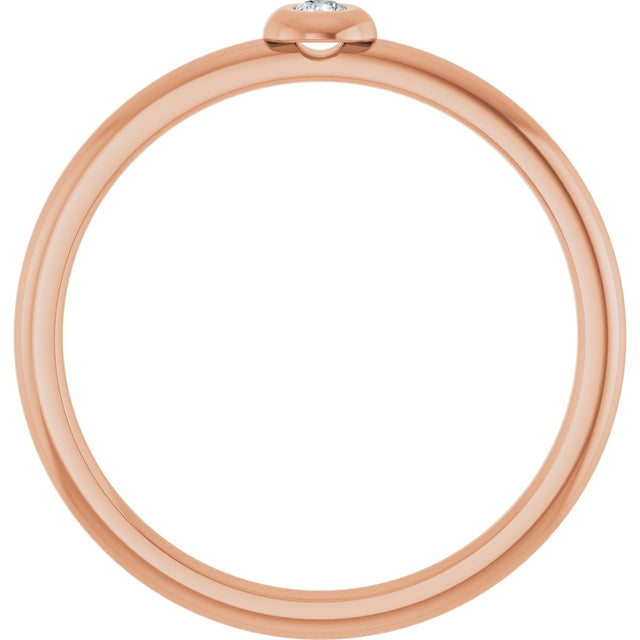 14K Gold Round Natural Diamond Stackable Bezel-Set Ring - Rose Gold - view 7