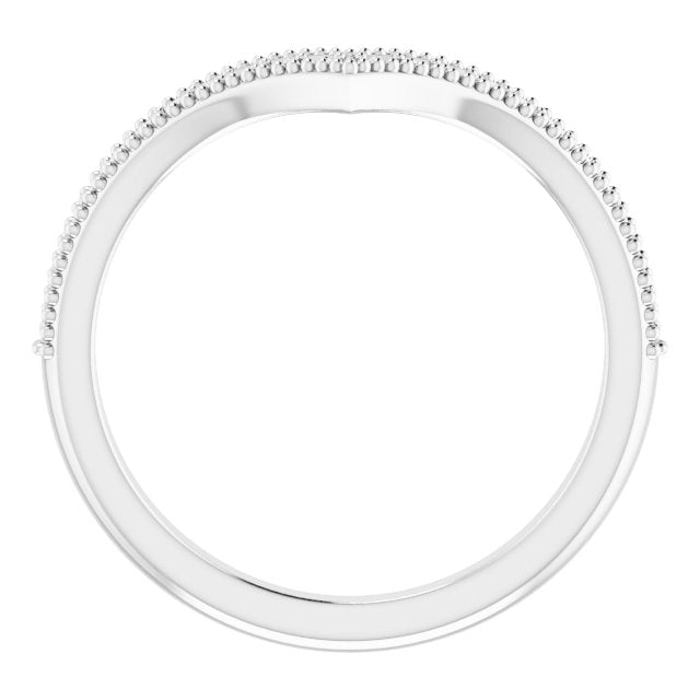 Platinum Round Natural Diamond Accented Stackable V Ring - view 9
