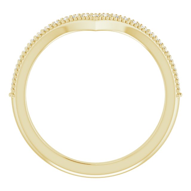 14K Gold Round Natural Diamond Accented Stackable V Ring - Yellow Gold - view 8