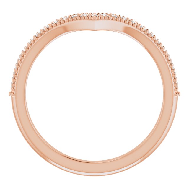 14K Gold Round Natural Diamond Accented Stackable V Ring - Rose Gold - view 8