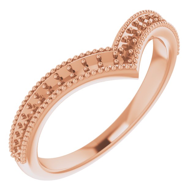 14K Gold Round Natural Diamond Accented Stackable V Ring - Rose Gold - view 7