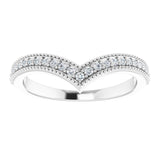 Platinum Round Natural Diamond Accented Stackable V Ring - view 10