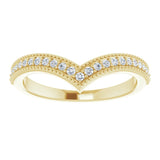 14K Gold Round Natural Diamond Accented Stackable V Ring - Yellow Gold - view 10