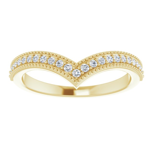 14K Gold Round Natural Diamond Accented Stackable V Ring - Yellow Gold - view 10