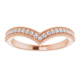 14K Gold Round Natural Diamond Accented Stackable V Ring - Rose Gold - view 10
