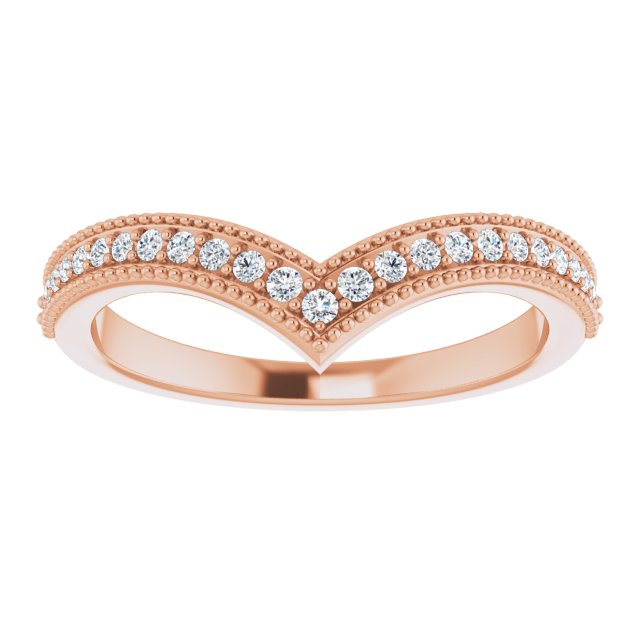14K Gold Round Natural Diamond Accented Stackable V Ring - Rose Gold - view 10