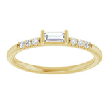14K Gold Straight Baguette Natural Diamond Stackable Accented Ring - Yellow Gold - view 8